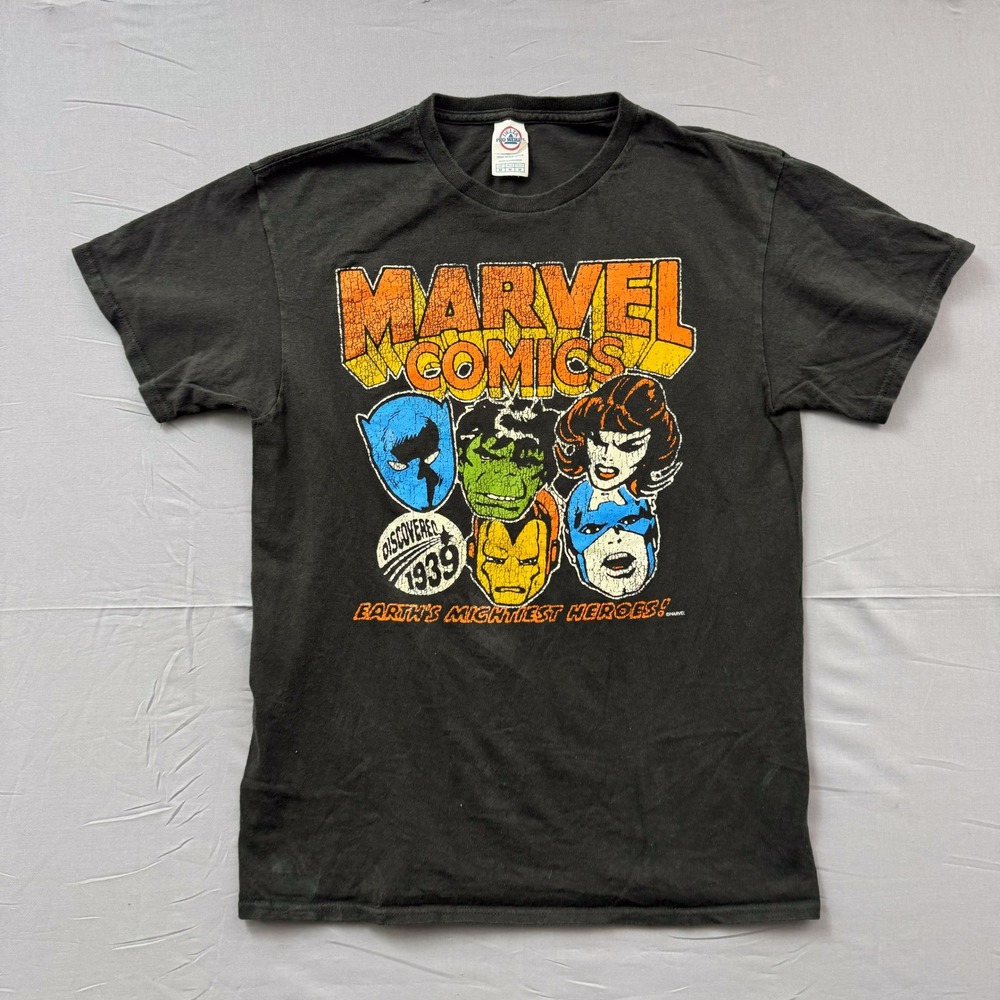 Marvel Comics Earths Mightiest Heroes Graphic T-Shirt Mens Medium Delta Black